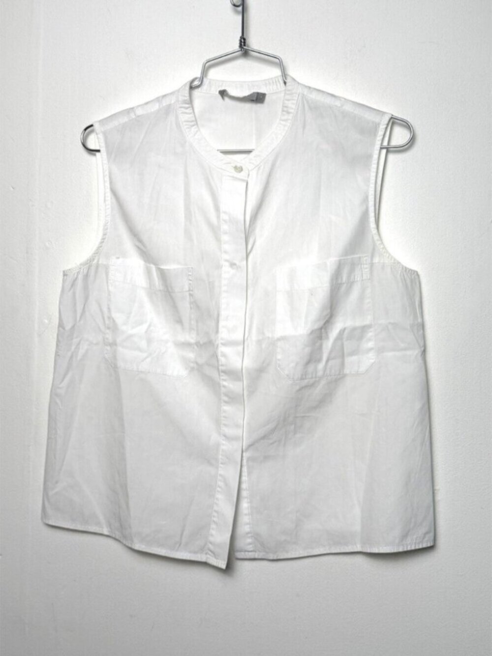 Vince Sleeveless Button Down Top with Split side